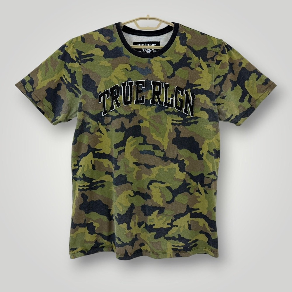 True Religion Camo Graphic Tee Mens M TRUE RLGN‎ Logo Cotton Shirt